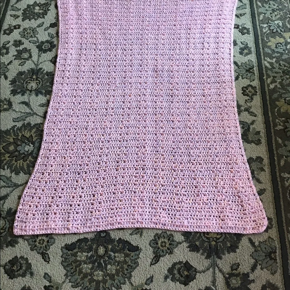 Lap Blanket pink purple 44” x 29” hand crocheted purple nice & warm cozy